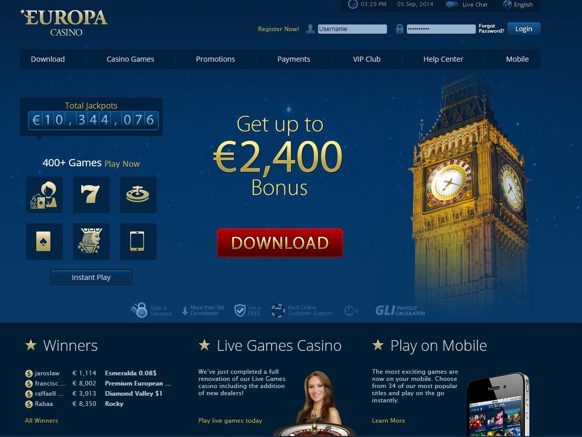 Get the best Europa Casino Bonus Code here – 2400 GBP